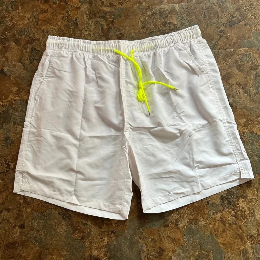 Swim Trunks Men's Size XL White Swimsuit Swimwear Shorts NEW